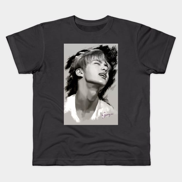 Jin B&W Kids T-Shirt by GwynArt